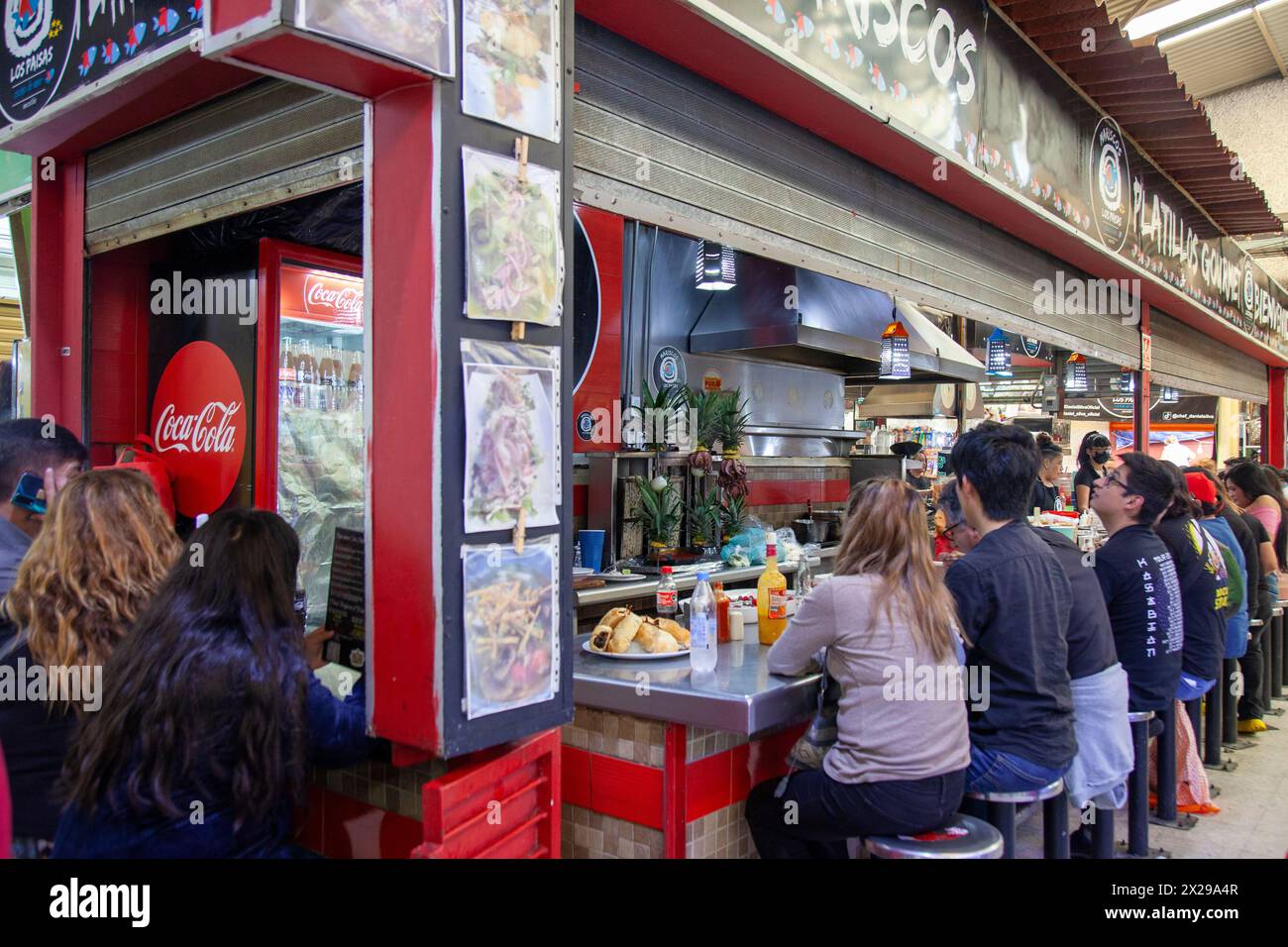 Comedor/ Restaurant in der Halle des Jamaica Markts in Mexiko-Stadt, Mexiko Stockfoto