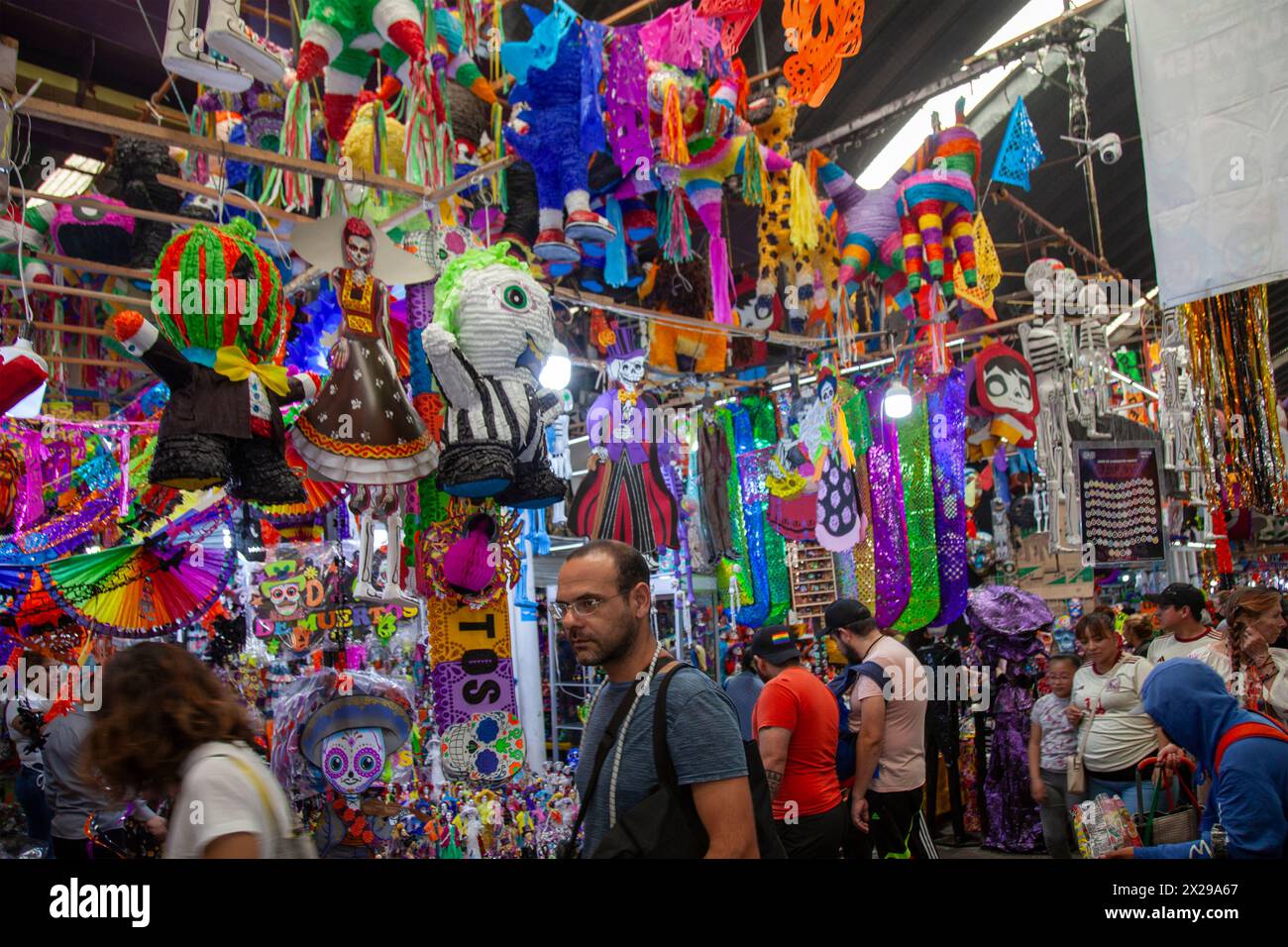 Day of the Dead Merchandise auf dem Jamaica Market in Mexico City, Mexiko Stockfoto