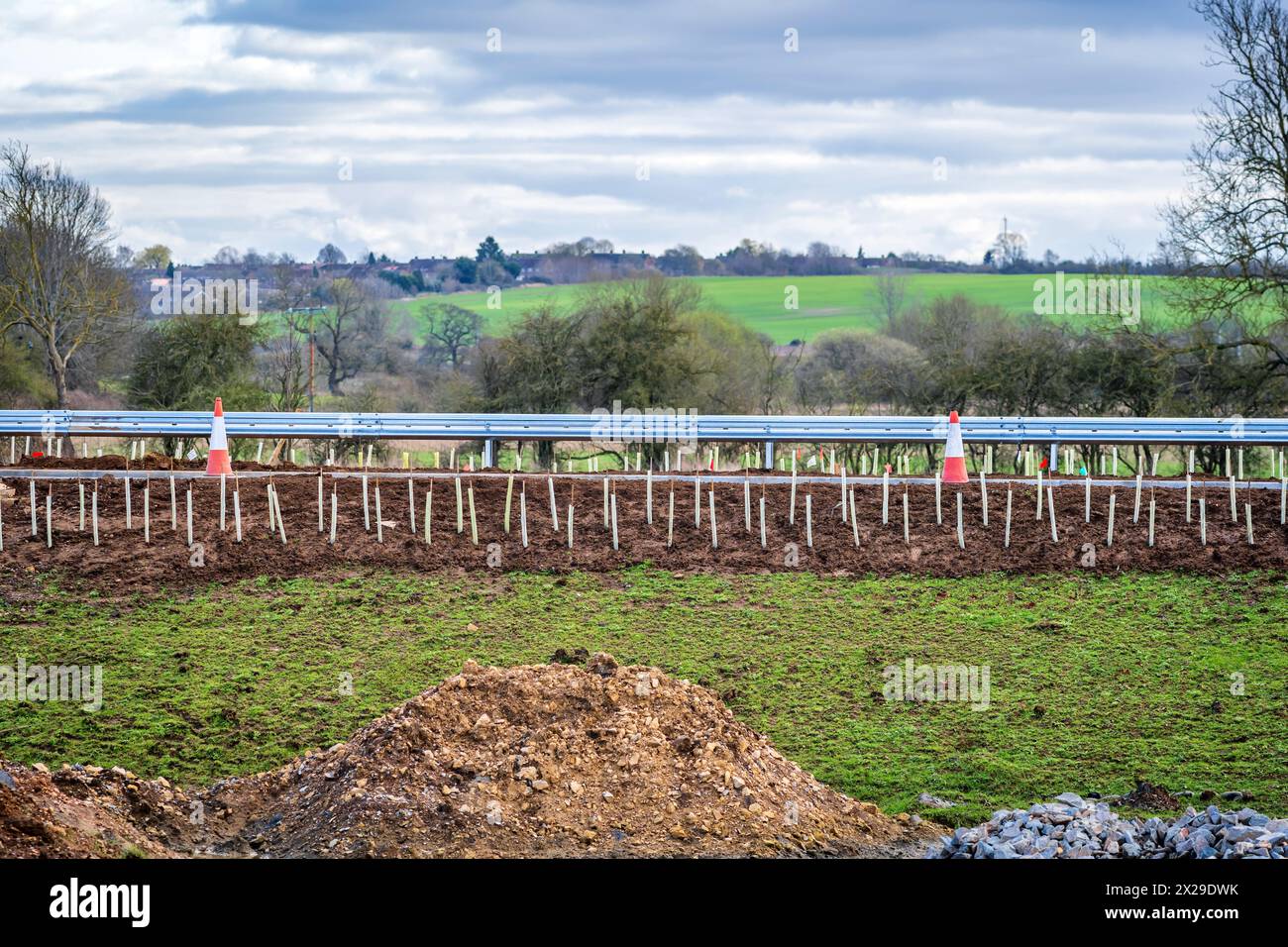 Neue Straße im Bau in england großbritannien. Stockfoto