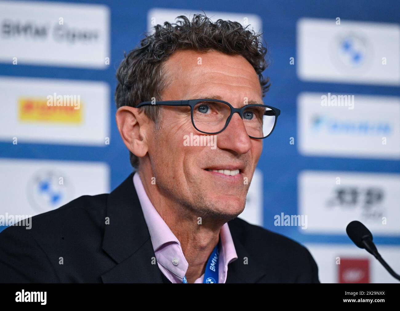München, Deutschland. April 2024. Tennis: ATP Tour, Pressekonferenz: Patrik Kühnen, Turnierdirektor BMW Open, nimmt an der Pressekonferenz Teil. Quelle: Sven Hoppe/dpa/Alamy Live News Stockfoto