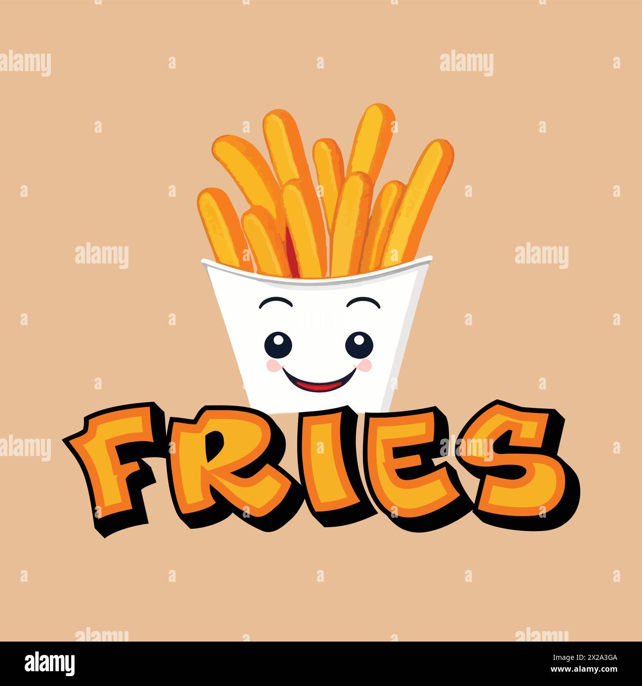 Französisches FIEs-Illustrationsdesign – Pommes Frites-Logo mit kreativer Typografie Stock Vektor