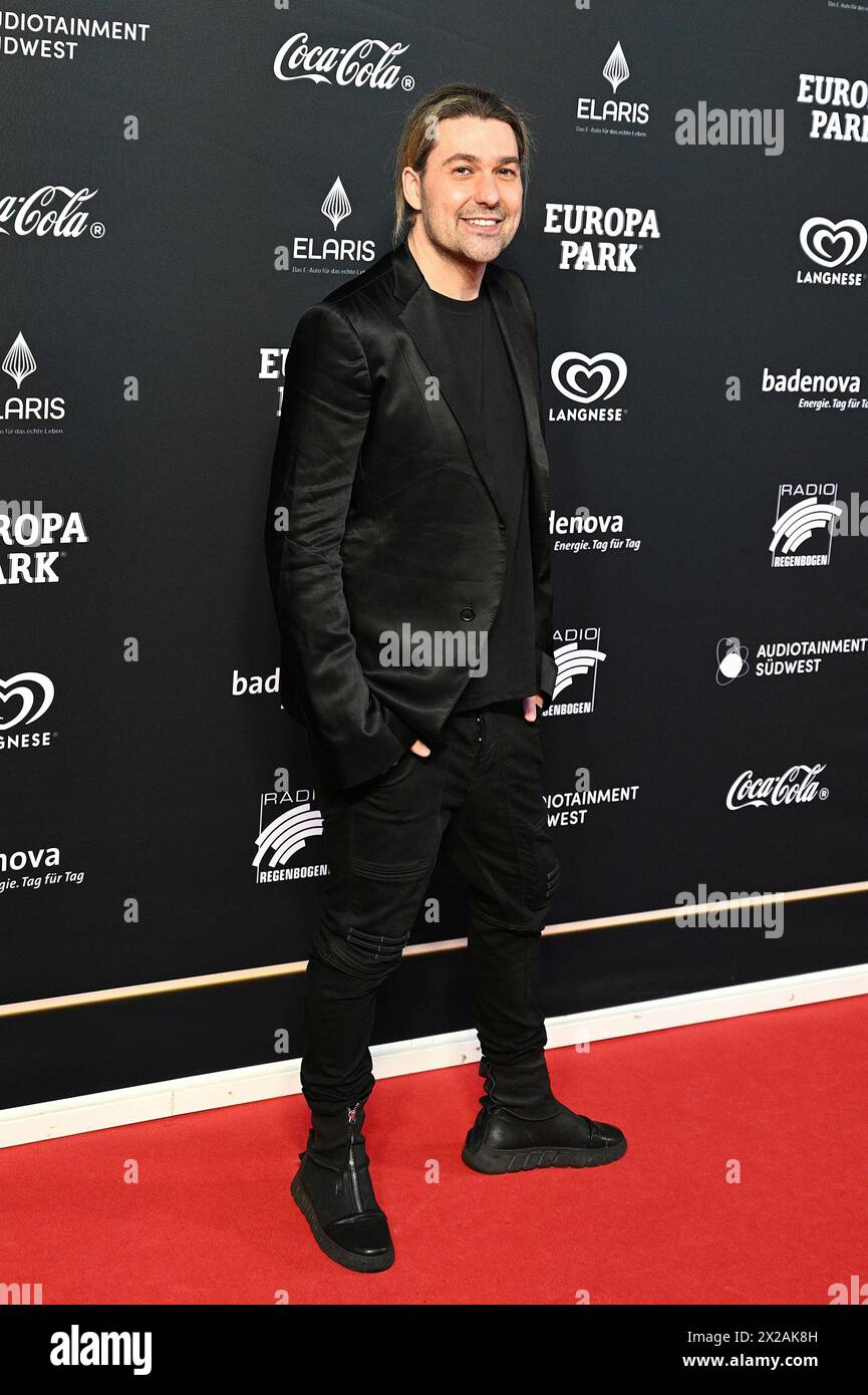 Rost, Deutschland. April 2024. Rust, Deutschland - 19. April 2024: Red Carpet - RADIO REGENBOGEN AWAD 2024 im Europa-Park mit David Garrett Credit: SIPA USA/Alamy Live News Stockfoto