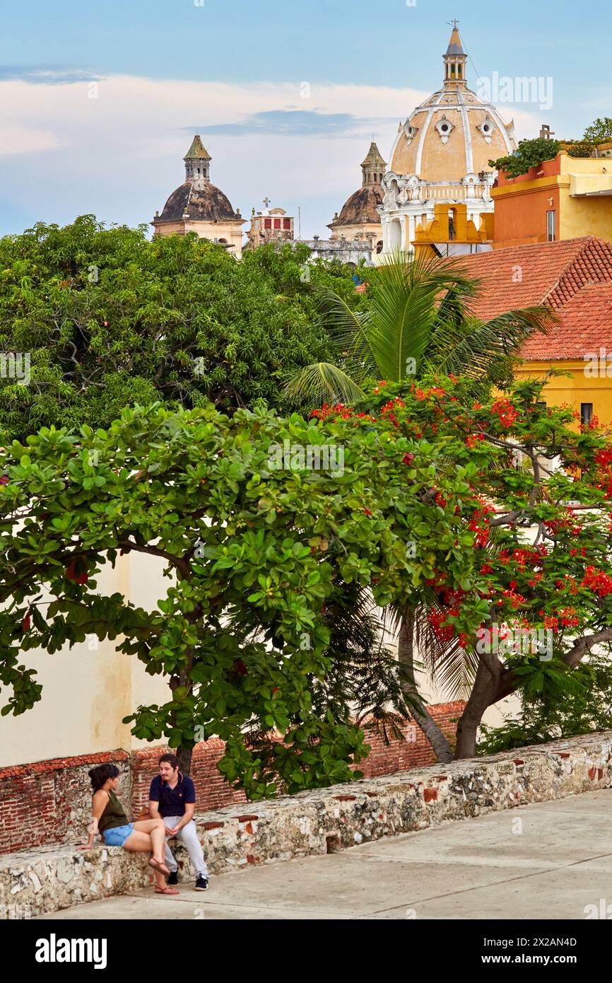 Baluarte de Santiago, Kirche San Pedro Claver, Cartagena de Indias, Bolivar, Kolumbien, Südamerika Stockfoto