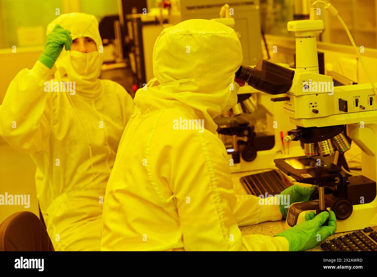 Nikon Elipse 150 Mikroskop. Reinraum. Nanotechnologie. Labor. CIC nanoGUNE Nano Science kooperatives Forschungszentrum. Donostia. San Sebastian. Gi Stockfoto