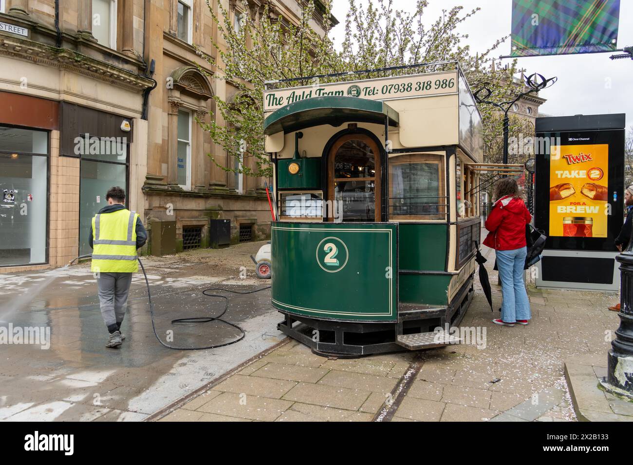 Das Auld Tram Street Food Outlet im Stadtzentrum von Dundee, Schottland, Großbritannien Stockfoto