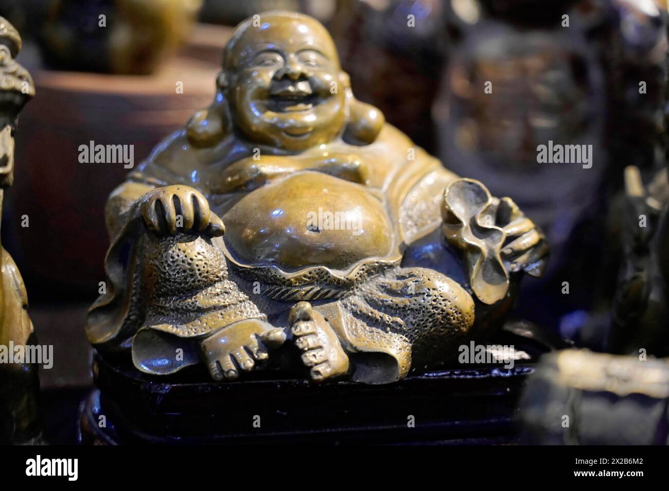 Xian, Provinz Shaanxi, China, Asien, Figur eines lachenden Buddha, Symbol für Glück und Wohlstand in der asiatischen Kultur, Xian, Provinz Shaanxi, China Stockfoto