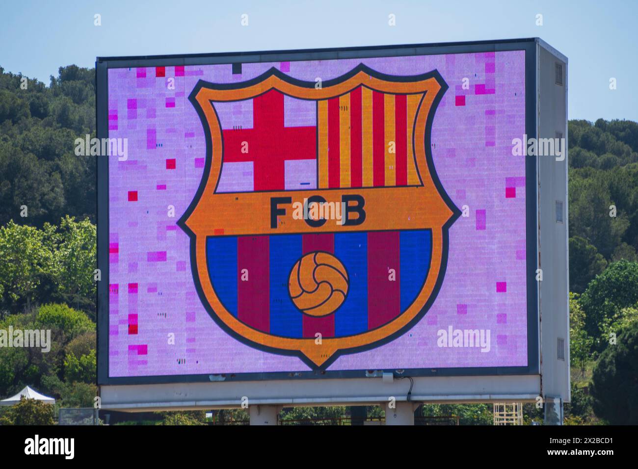 billboard montjuic Stadion barcelona, spanien Stockfoto