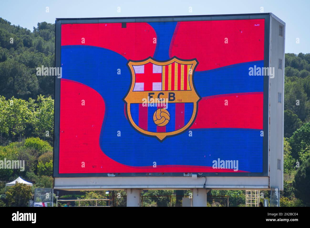 billboard montjuic Stadion barcelona, spanien Stockfoto