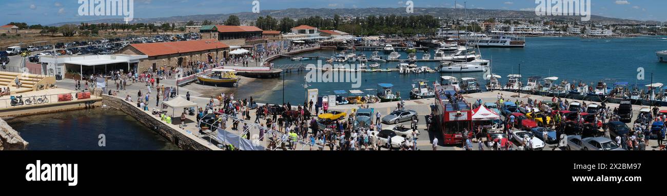 Allgemeine Ansicht der Paphos Classic Vehicle Club Harbour Show, Paphos, Zypern Stockfoto