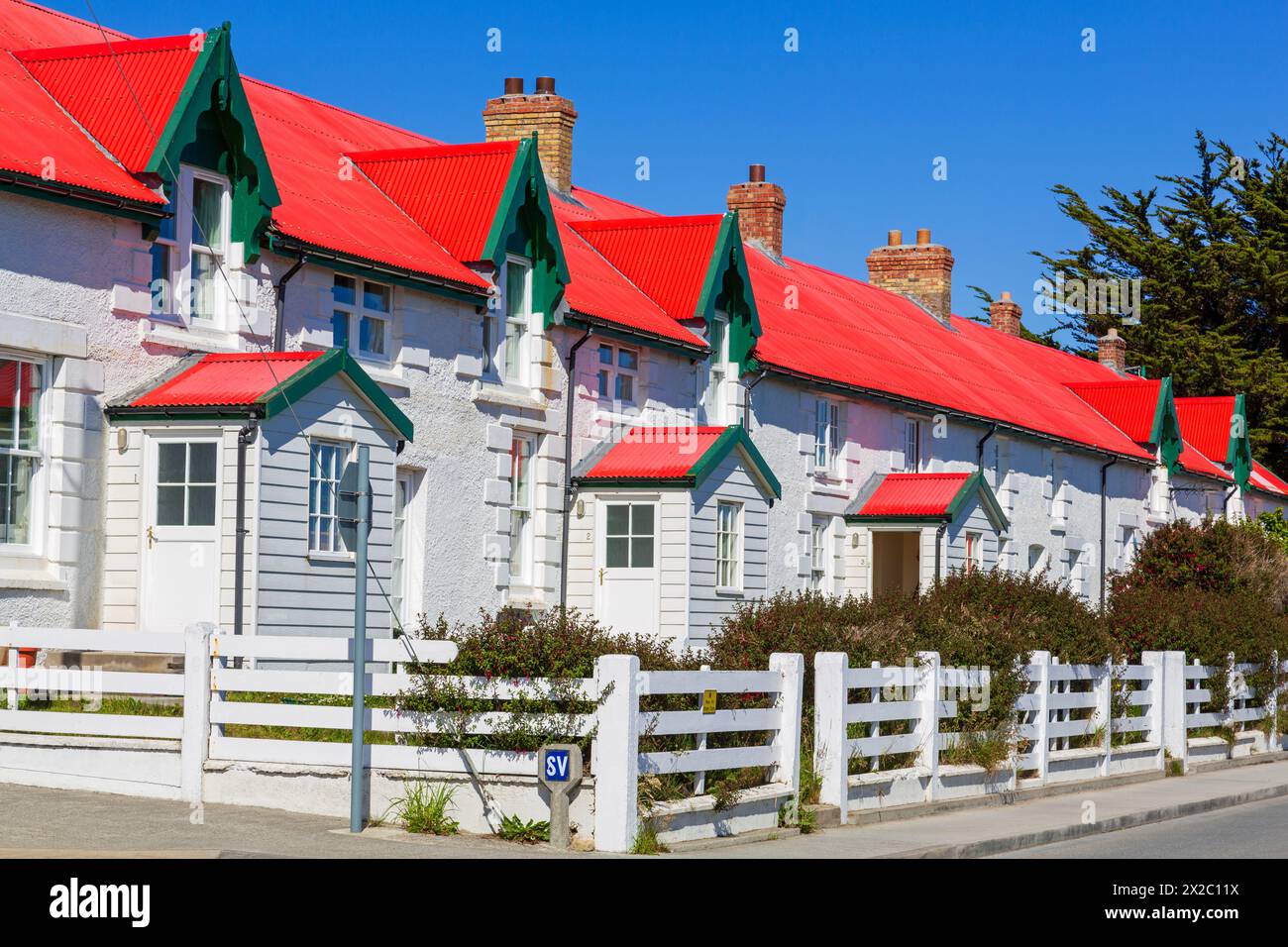 Marmont Row, Ross Road, Port Stanley, Falkland Islands, Großbritannien Stockfoto