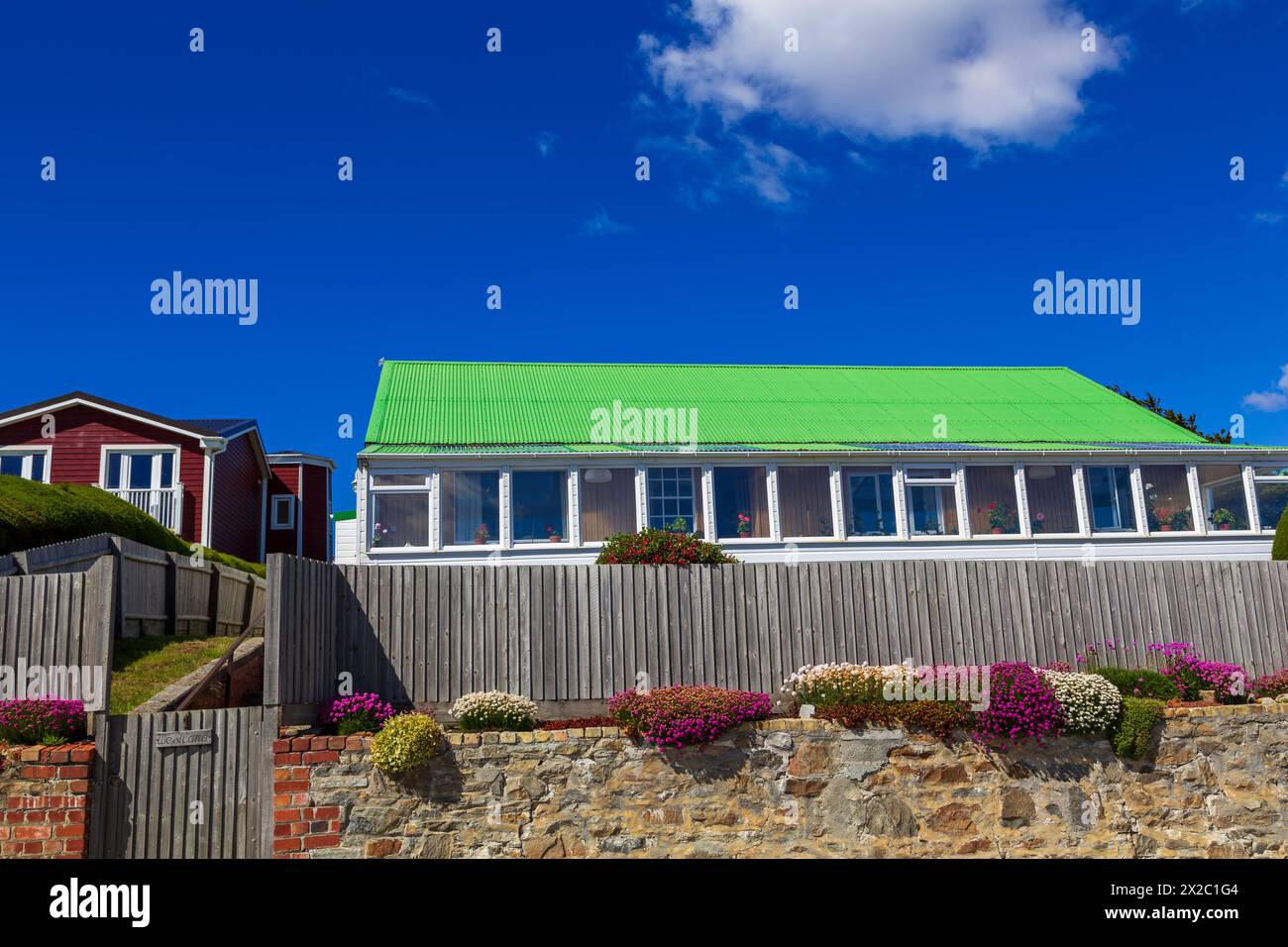 Ross Road, Port Stanley, Falklandinseln, Großbritannien Stockfoto