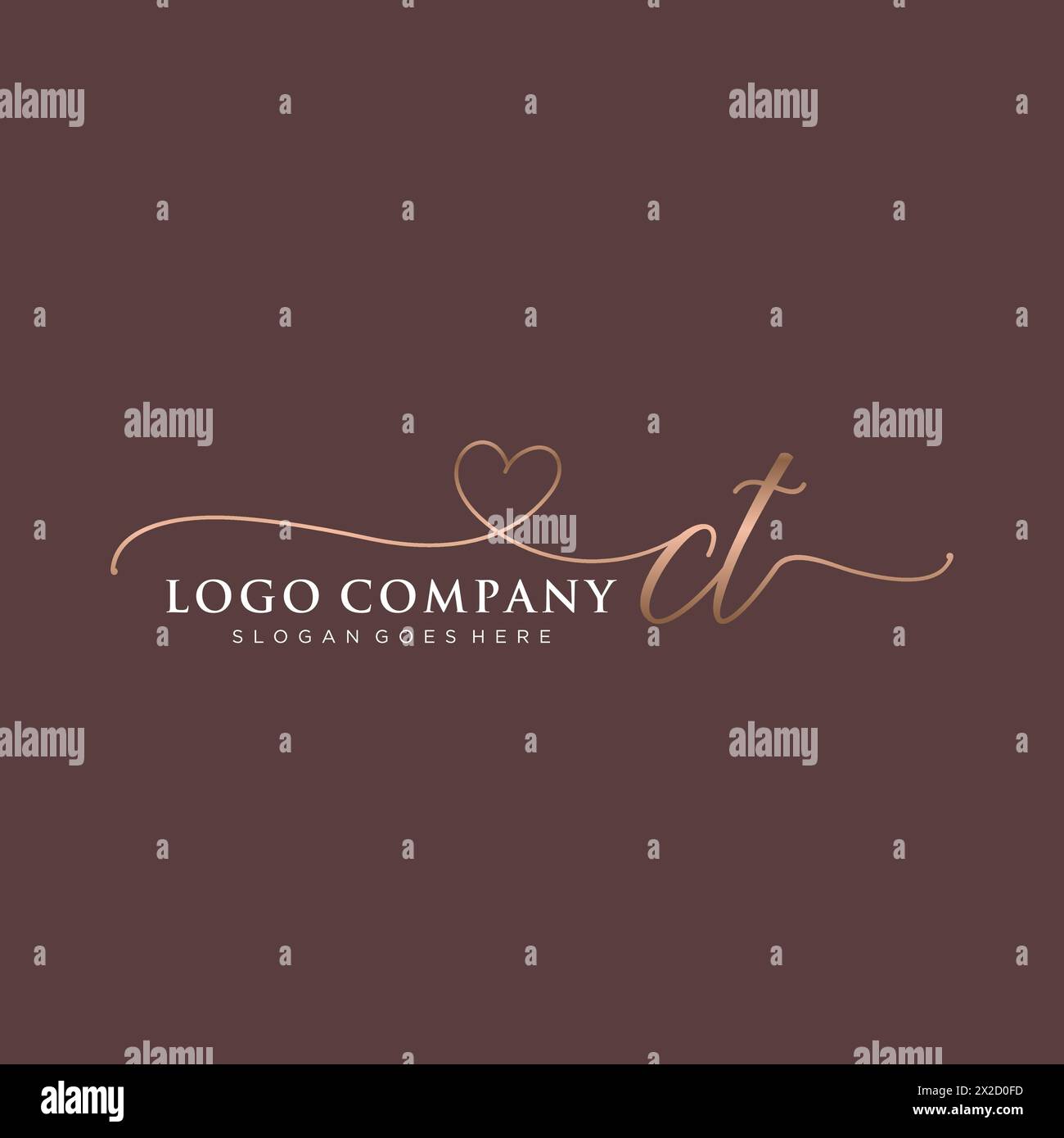 CT Beauty Monogramm und elegantes Logo-Design Stock Vektor
