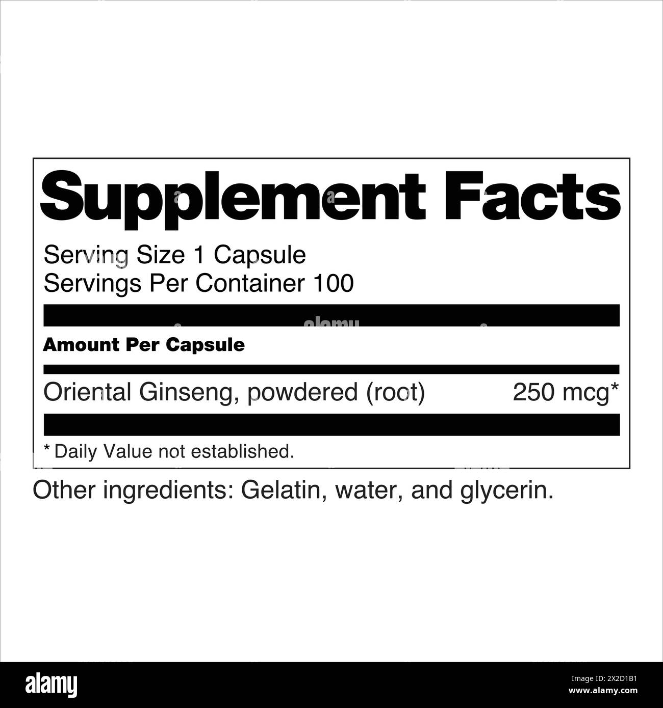 FDA Nahrungsergänzungsmittel Fakten Kennzeichnung Etiketten Nahrungsergänzungsmittel eines Krauts Stock Vektor