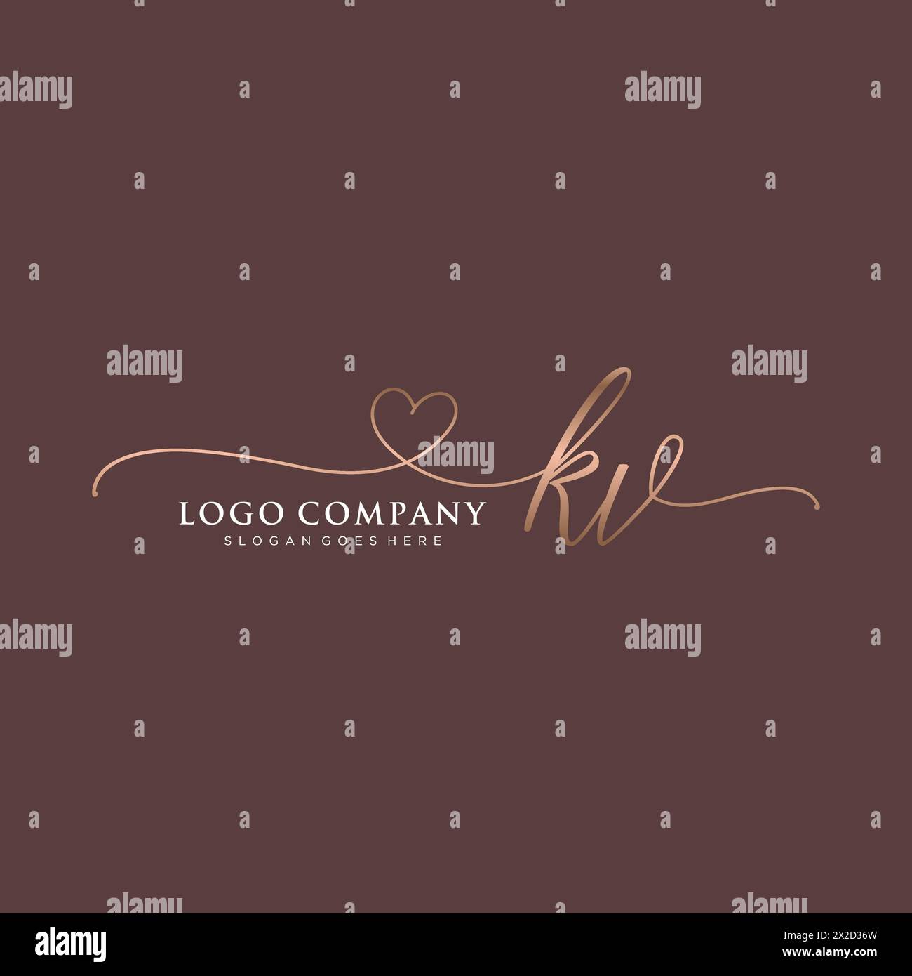 KV Beauty Monogramm und elegantes Logo Stock Vektor