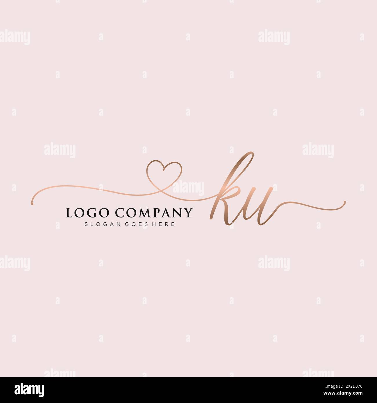 KU Beauty Monogramm und elegantes Logo-Design Stock Vektor