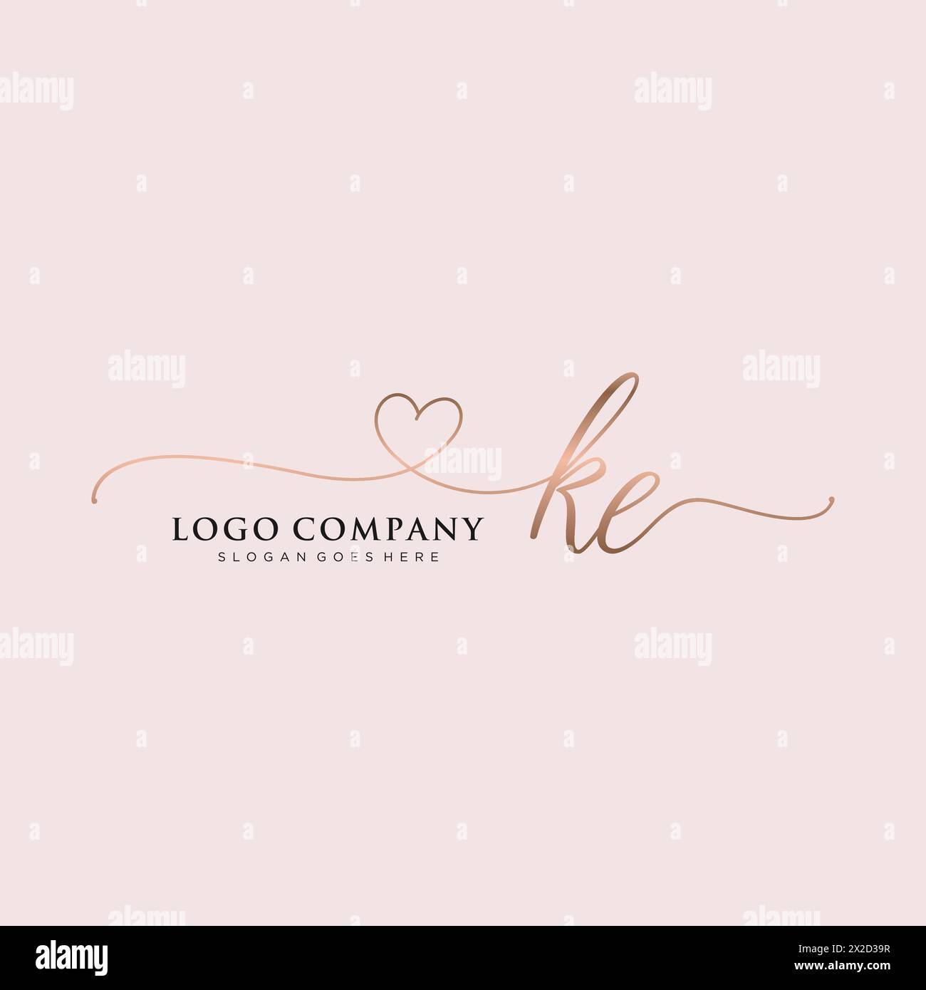 KE Beauty Monogramm und elegantes Logo-Design Stock Vektor