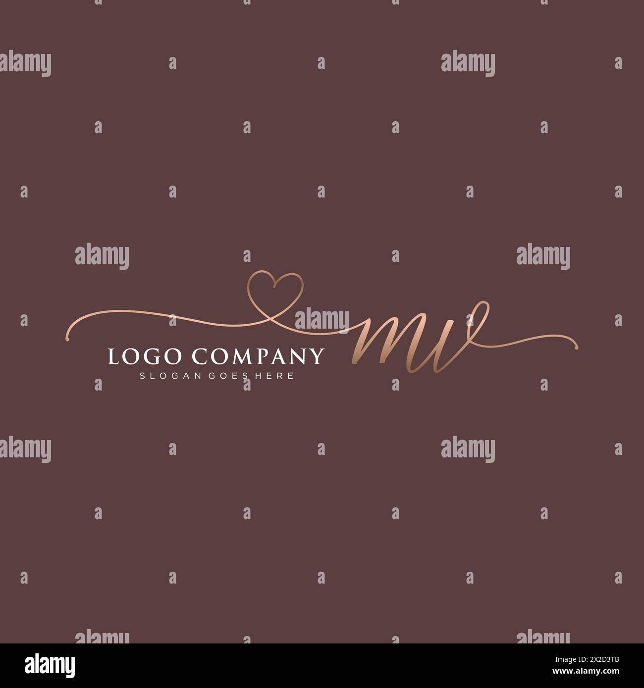 MV Beauty Monogramm und elegantes Logo-Design Stock Vektor