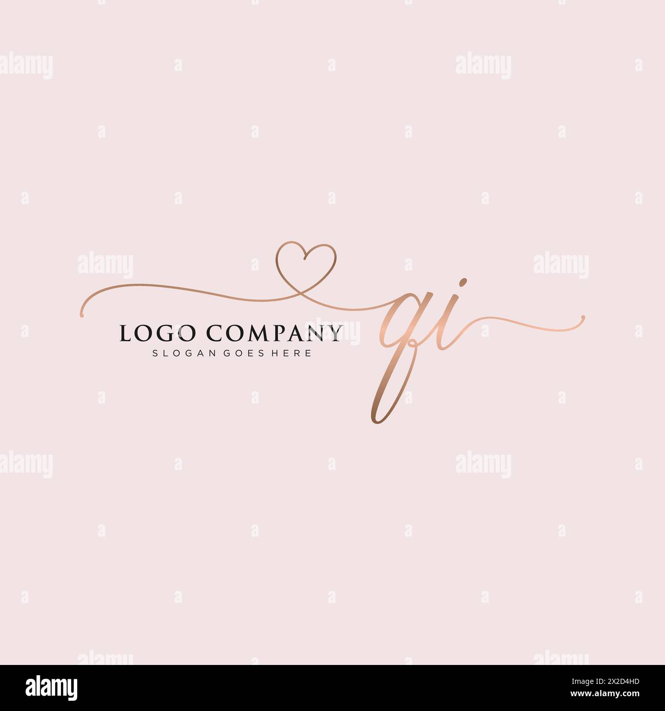 QI Beauty Monogramm und elegantes Logo Stock Vektor