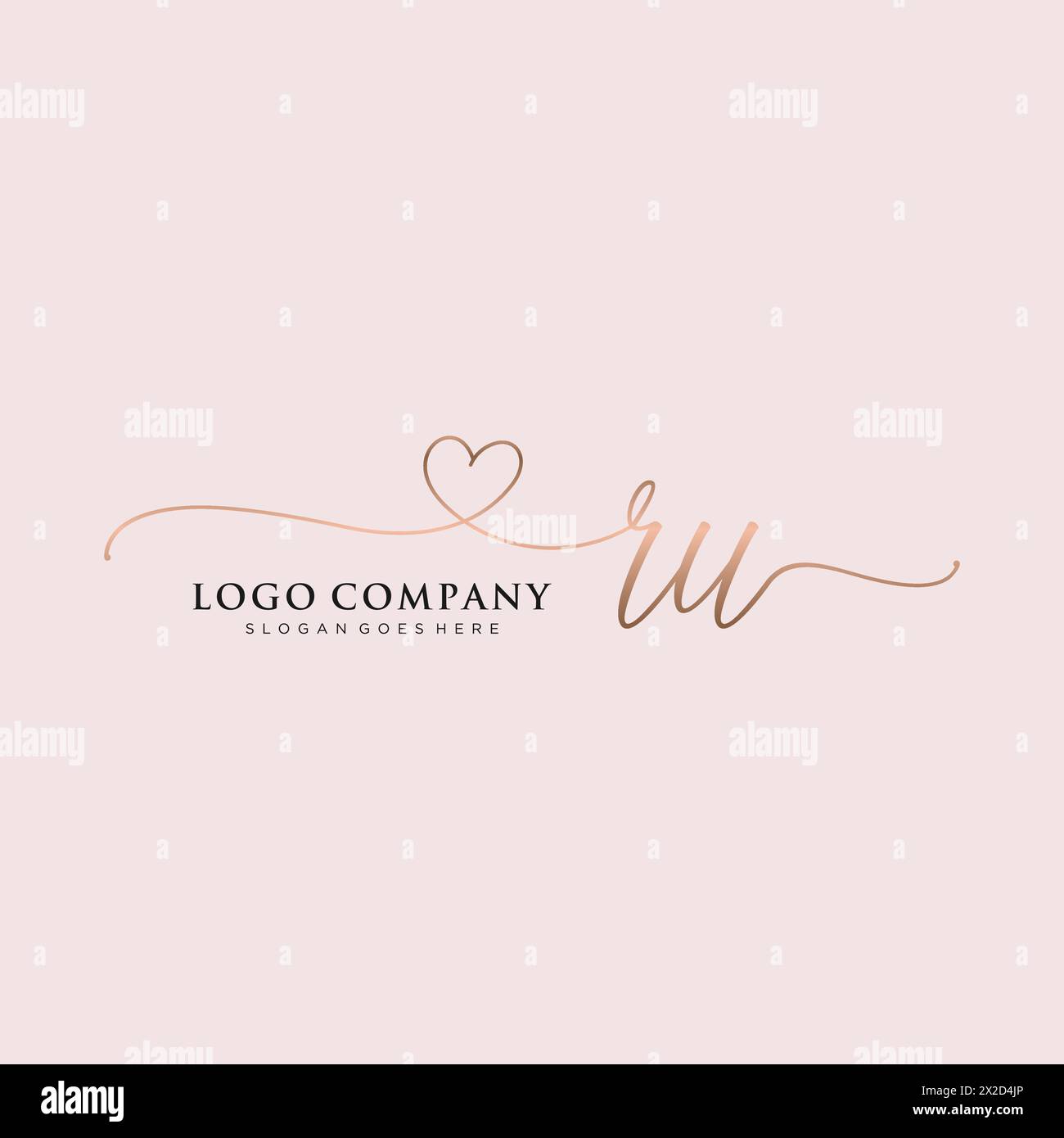 Ru Beauty Monogramm und elegantes Logo Stock Vektor