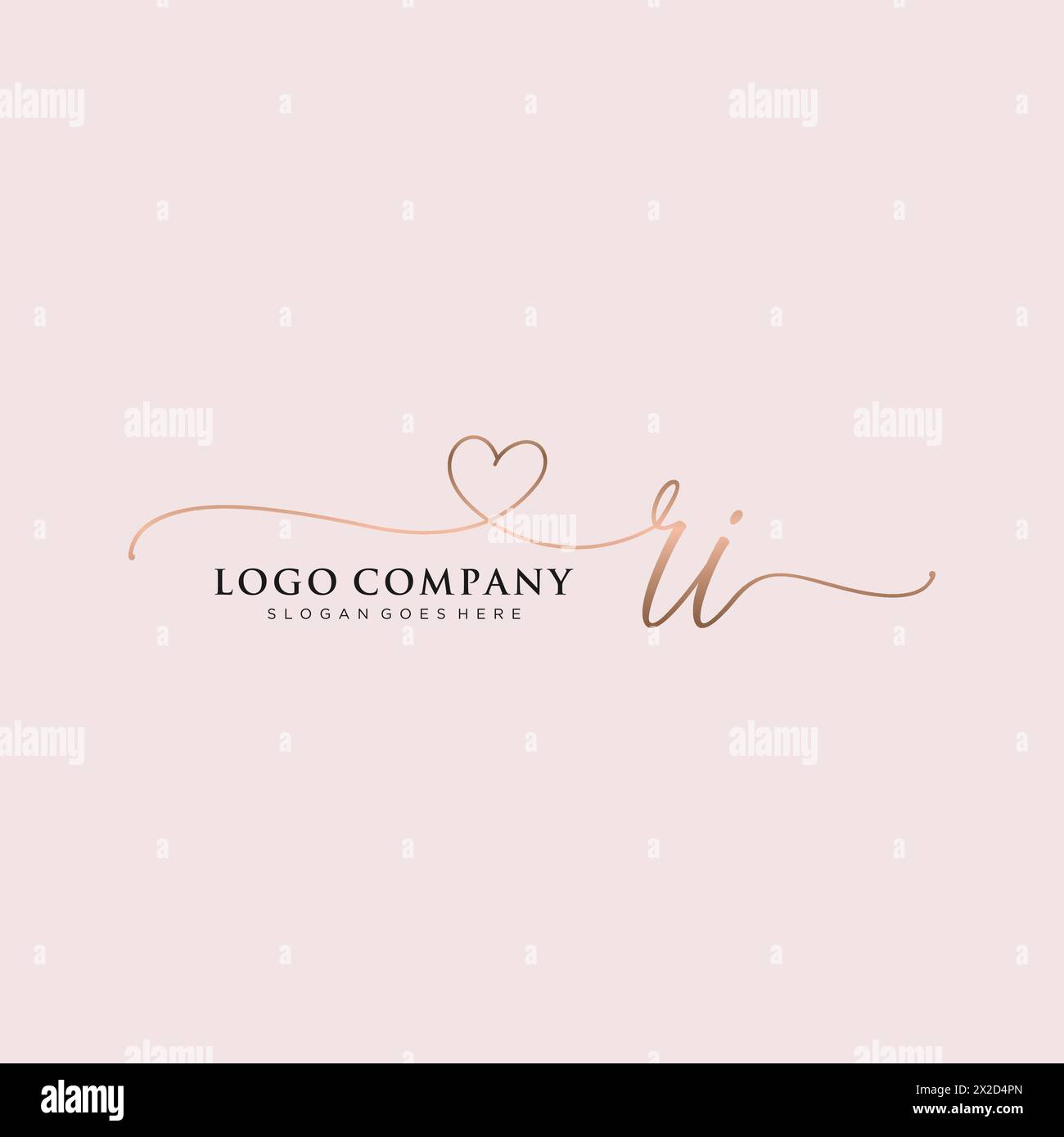 RI Beauty Monogramm und elegantes Logo Stock Vektor