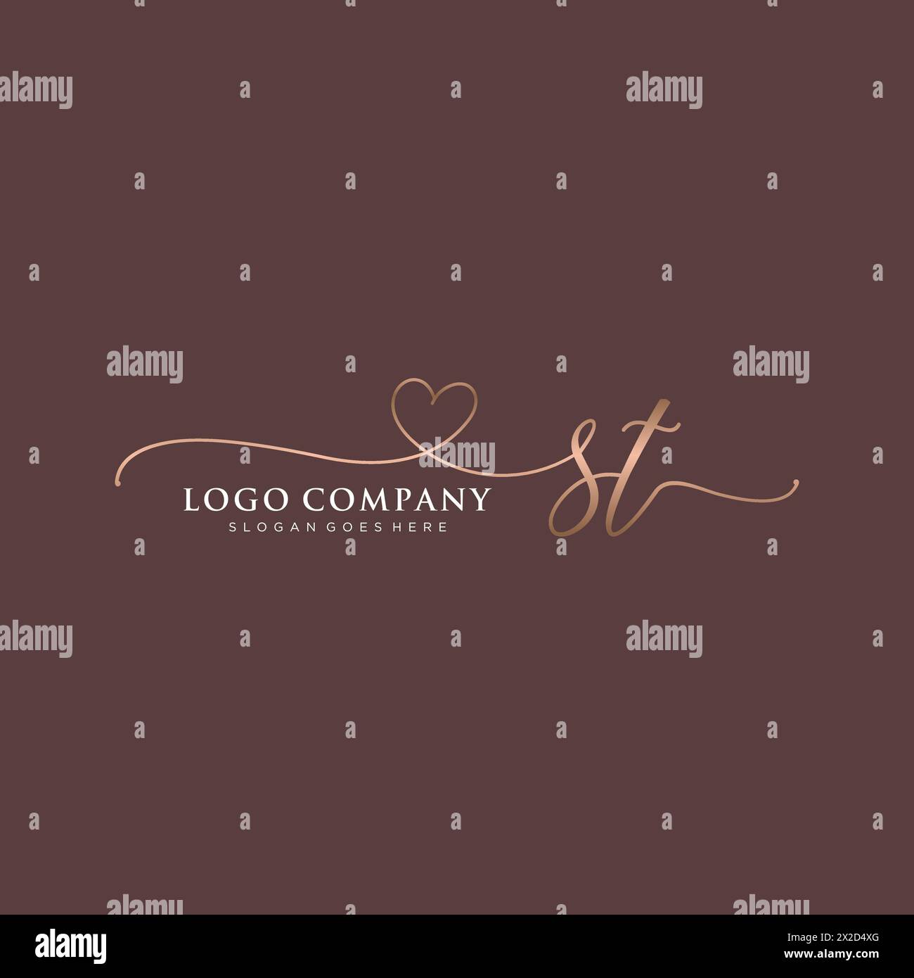 ST Beauty-Monogramm und elegantes Logo Stock Vektor