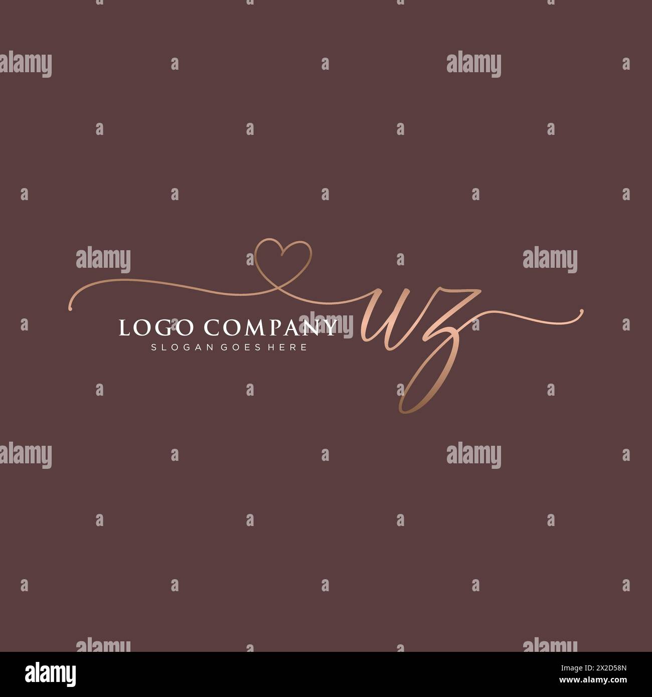 UZ Beauty Monogramm und elegantes Logo-Design Stock Vektor
