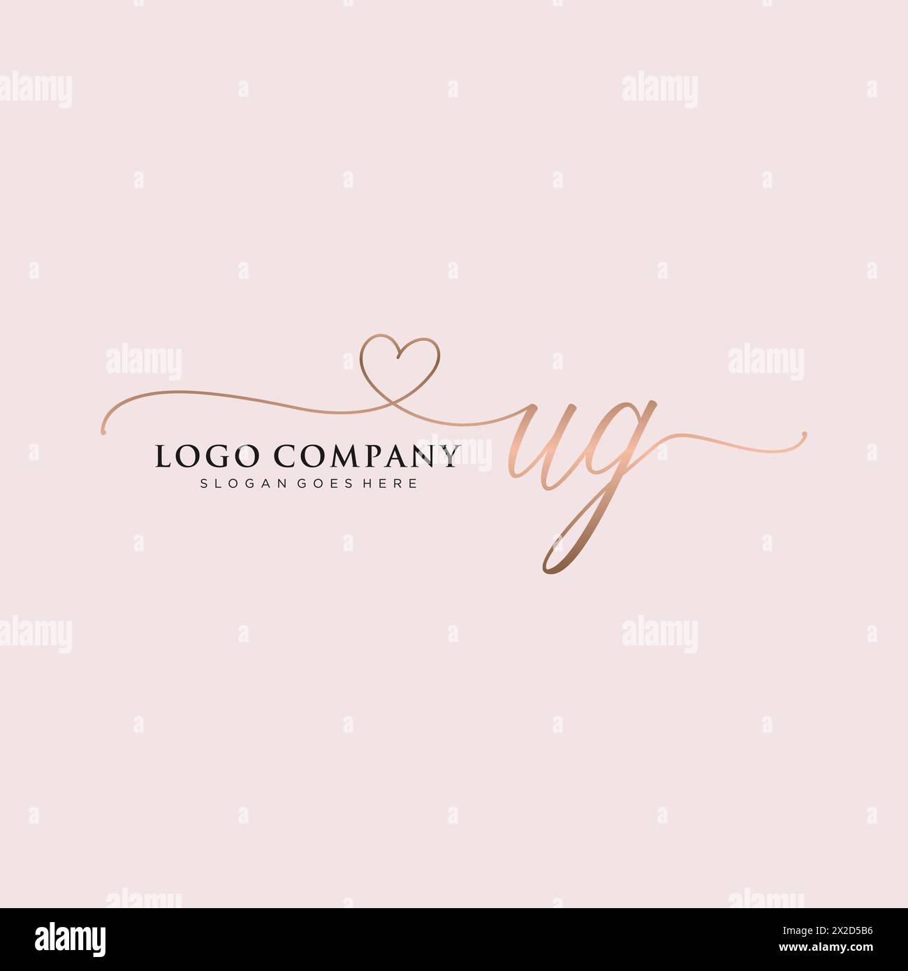 UG Beauty Monogramm und elegantes Logo Stock Vektor