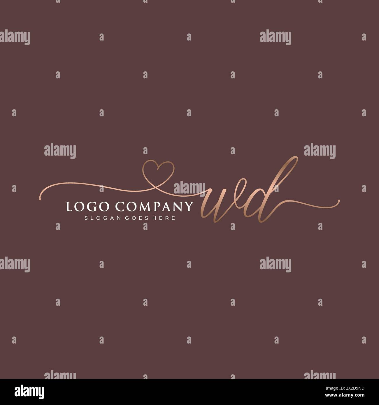 WD Beauty Monogramm und elegantes Logo-Design Stock Vektor