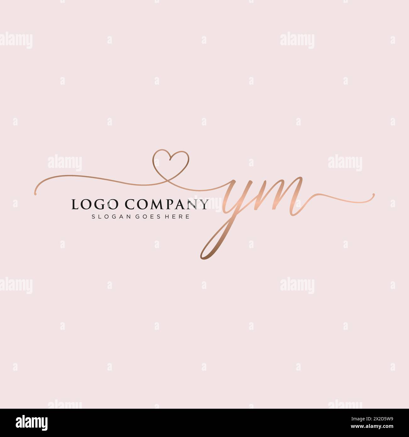 YM Beauty Monogramm und elegantes Logo-Design Stock Vektor