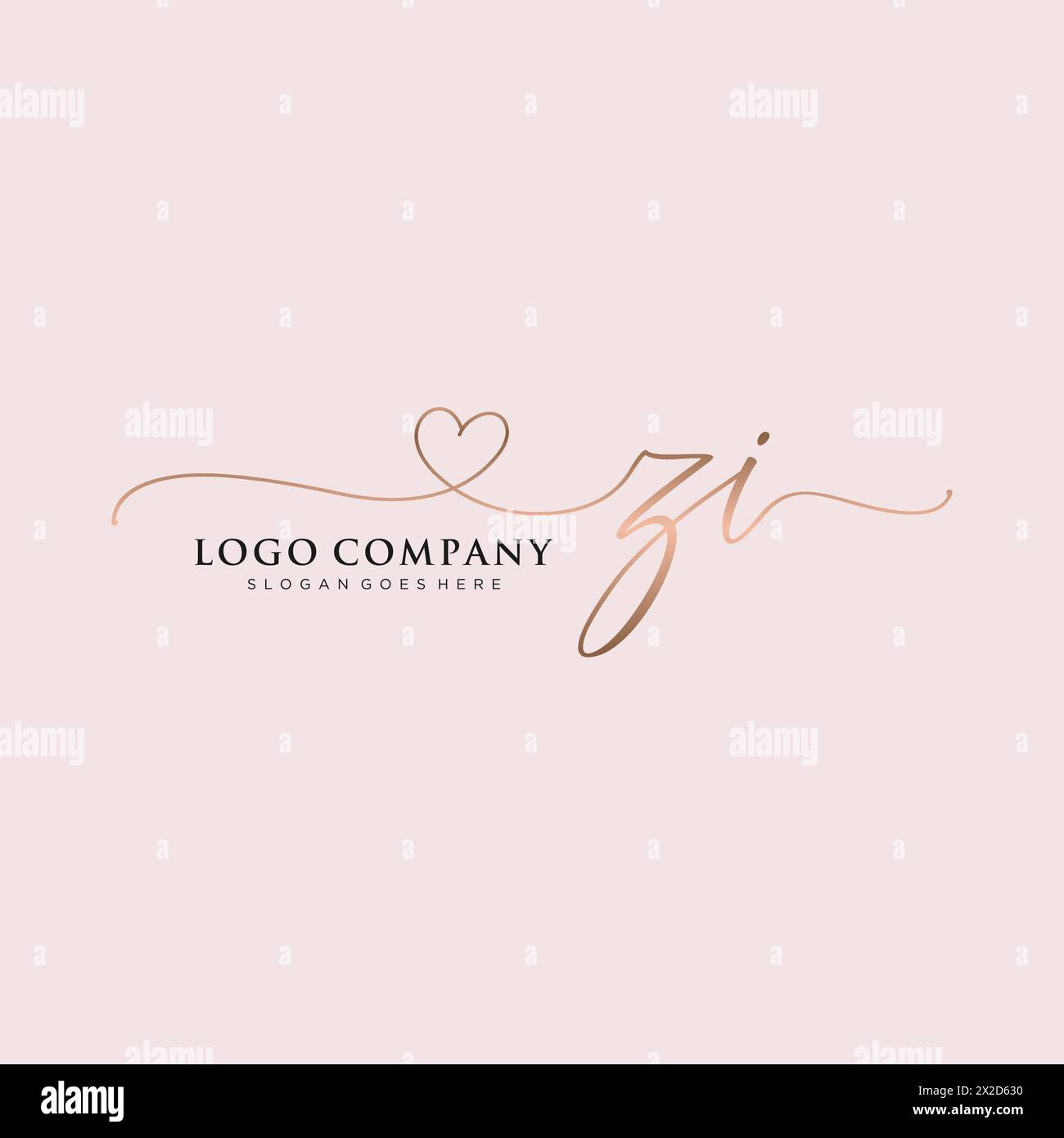 ZI Beauty Monogramm und elegantes Logo-Design Stock Vektor