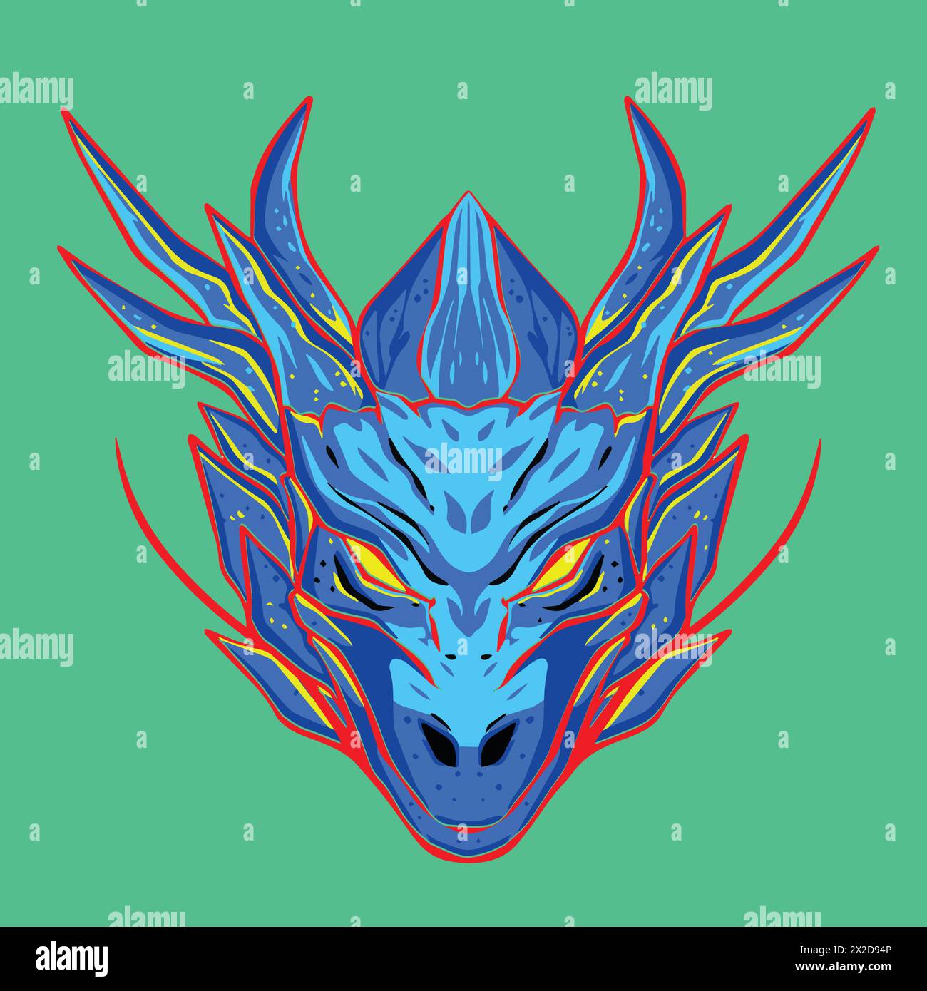 Dragon Blue und Red Illustrator Stock Vektor