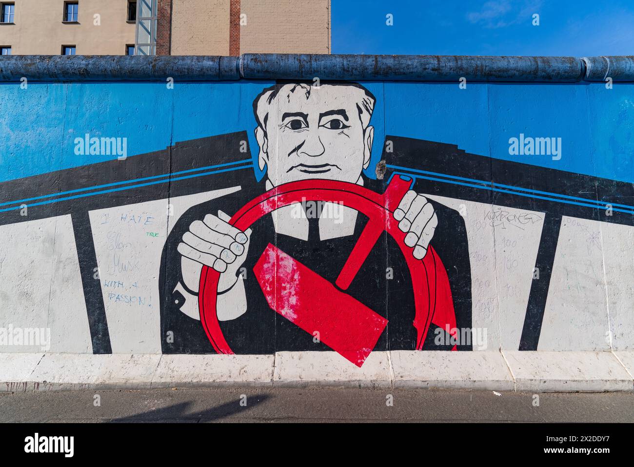 Kunstwerke in der East Side Gallery in Berlin Stockfoto