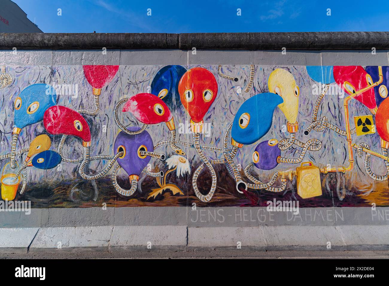 Kunstwerke in der East Side Gallery in Berlin Stockfoto