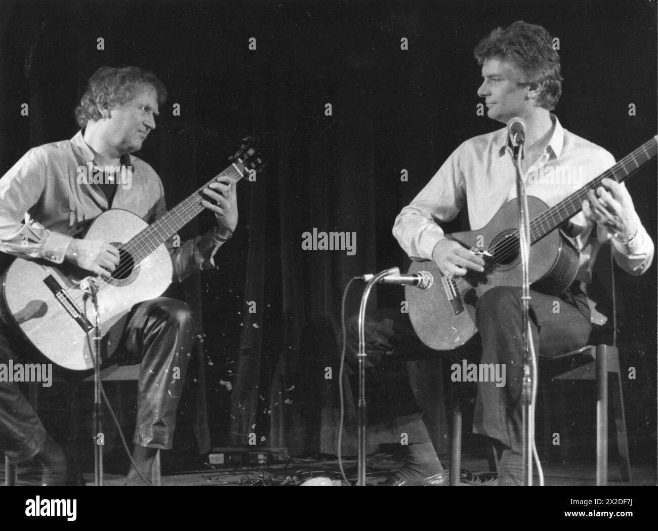 Schwab, Siegfried 'Sigi', *5,8.1940, deutscher Gitarrist und Komponist, mit Peter Horton, ADDITIONAL-RIGHTS-CLEARANCE-INFO-NOT-AVAILABLE Stockfoto