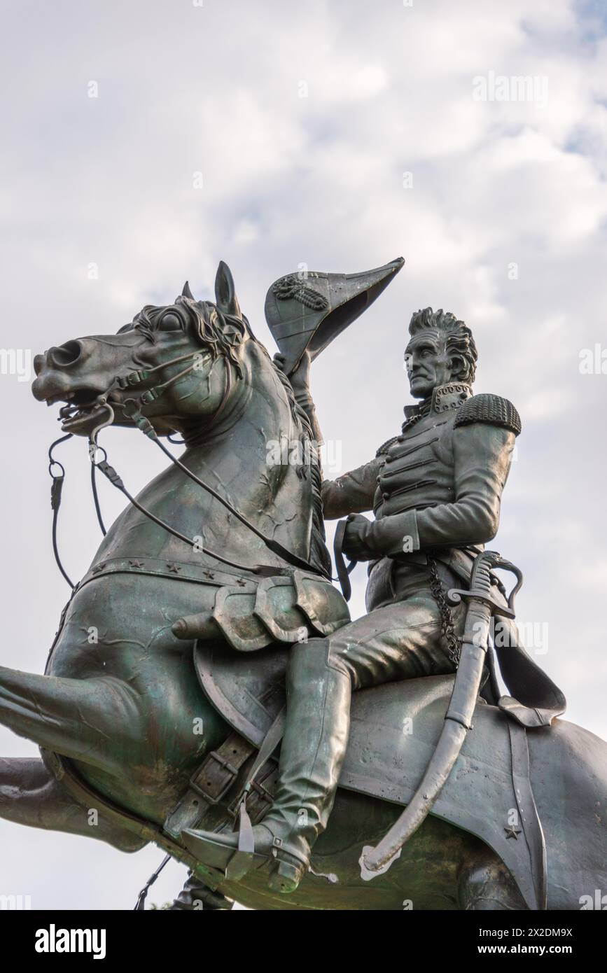Clark Mills Reiterstatue von Präsident Andrew Jackson auf dem Lafayette Square, D.C. Stockfoto