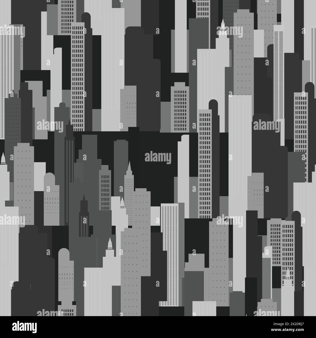 Ein nahtloses Muster einer Skyline in Schwarz-weiß Stock Vektor