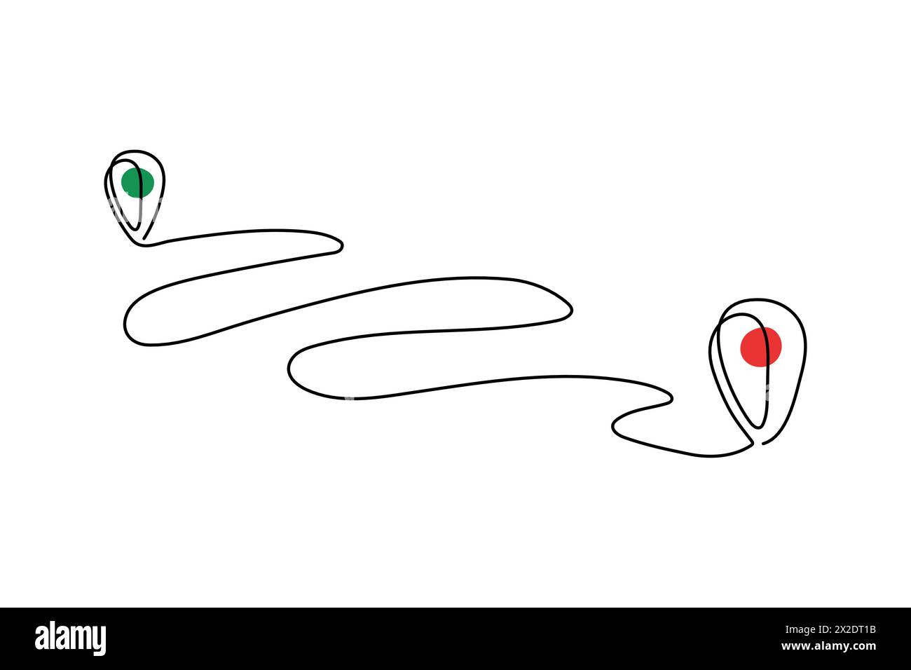 Durchgehende einzeilige Zeichnung der Kartenansicht im städtischen Gebiet. Einfache Stifte auf dem Weg zwischen zwei Punkten in dünner linearer Ausführung. GPS-Navigation und Reisekontrolle Stock Vektor