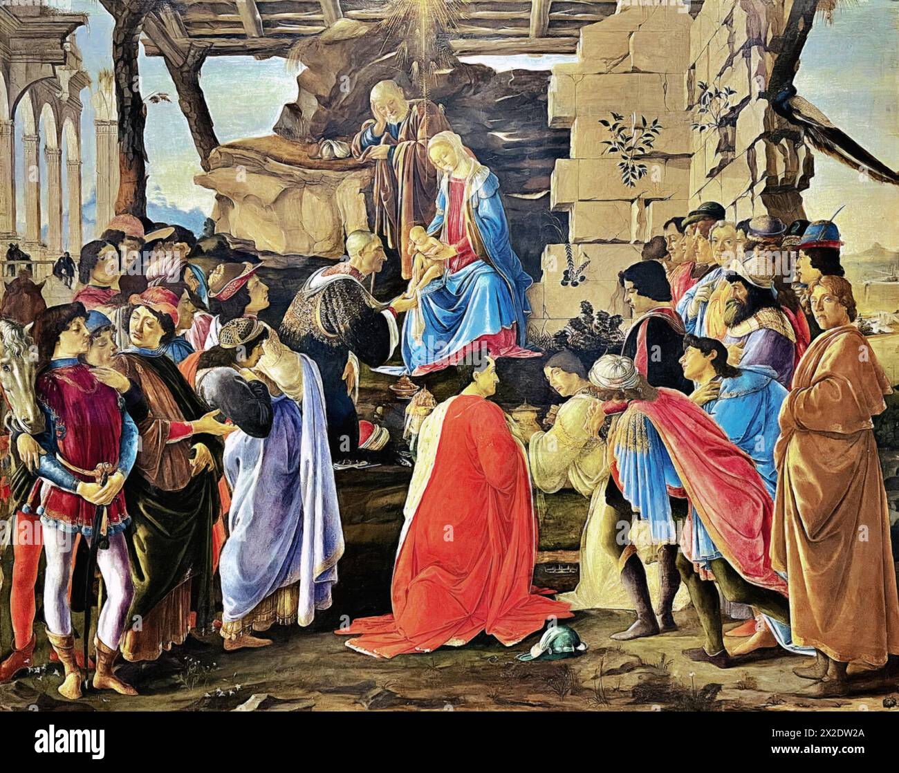 Anbetung der Könige, um 1475 (Gemälde) von Botticelli, Sandro (Alessandro di Mariano di Vanni Filipepi) (14445-1510) Italienisch. Stock Vektor