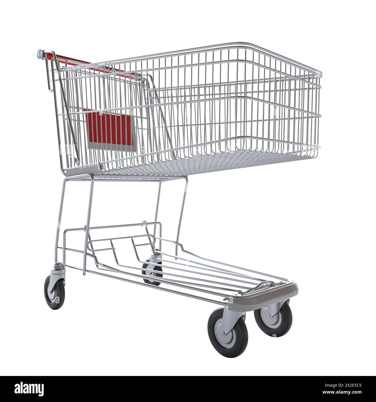 Leerer Warenkorb auf weißem Hintergrund isoliert. 3D-Rendering Stockfoto