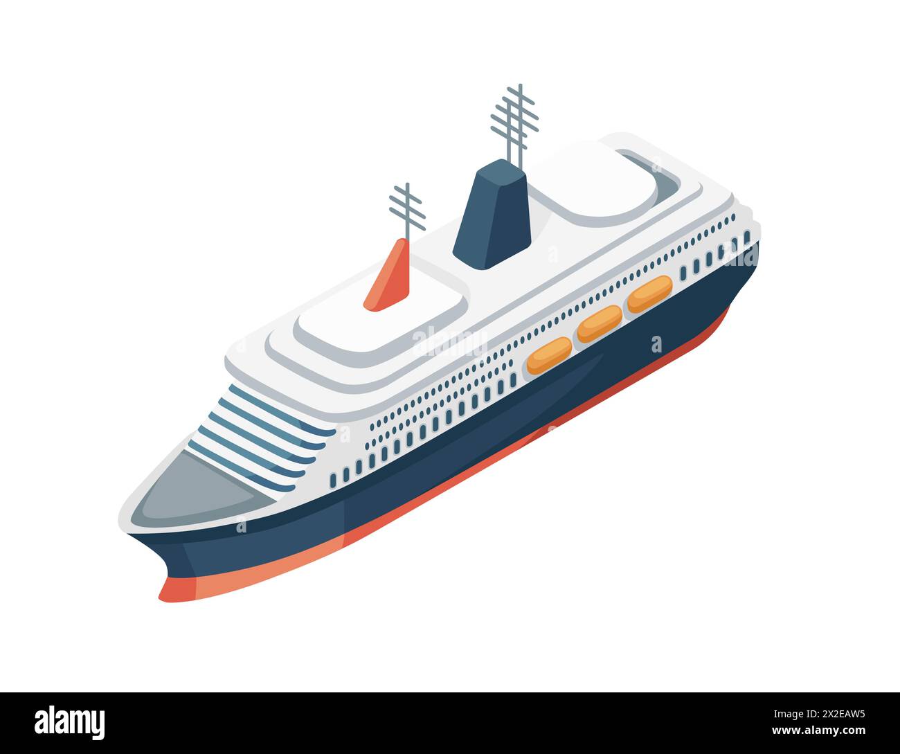 Bir Kreuzfahrtschiff Tourismus Reise nautische Schiff Vektor Illustration isoliert auf weißem Hintergrund Stock Vektor