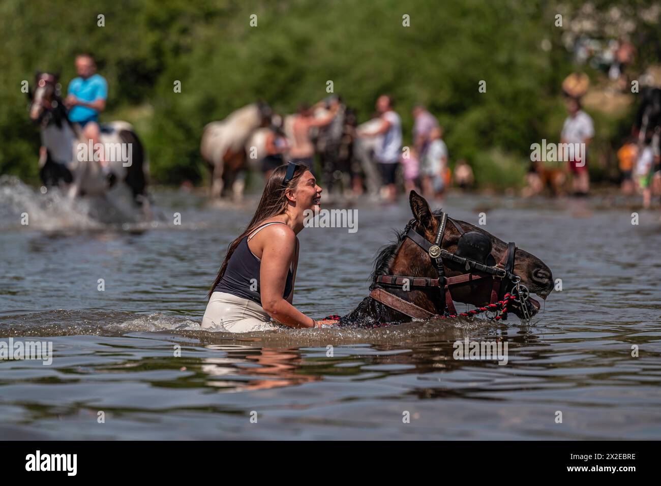 Appleby-in-Westmorland, Cumbria, England, Großbritannien. Juni 2023. In der Region von 10.000 Zigeunern und Reisenden treffen sich zum jährlichen Appleby Horse Fair Stockfoto