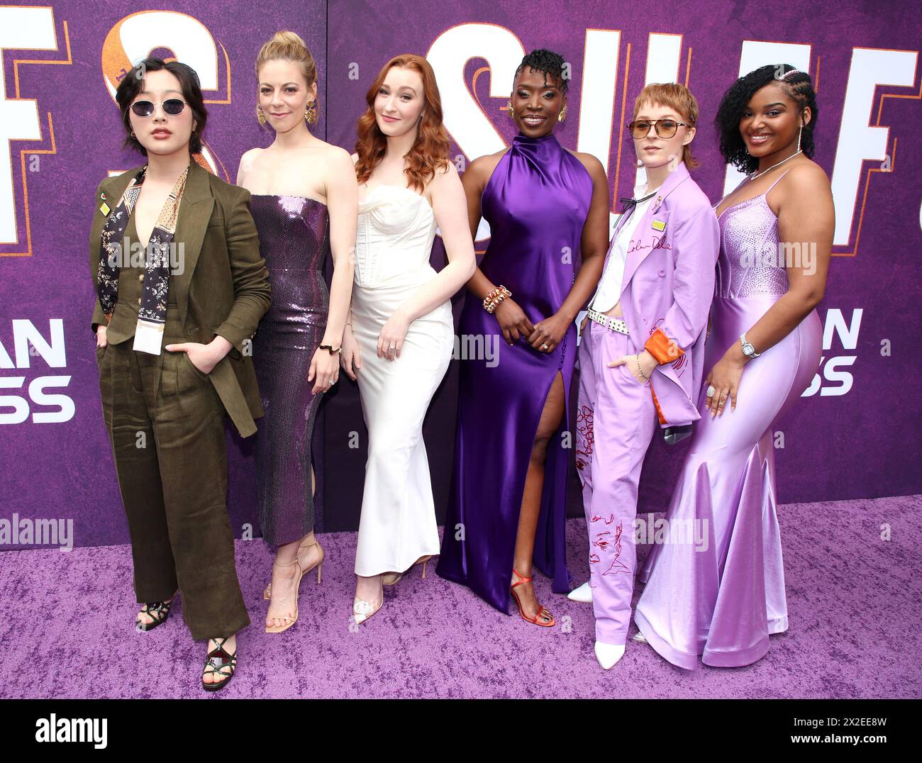 New York City, USA. April 2024. Christine Heesun Hwang, Kirsten Scott, Chessa Metz, Housso Semon, Hawley Gould und D'Kaylah einzigartige Whitley, die am 18. April 2024 im Music Box Theatre in New York City, NY stattfanden © Steven Bergman/AFF-USA.COM Credit: AFF/Alamy Live News Stockfoto