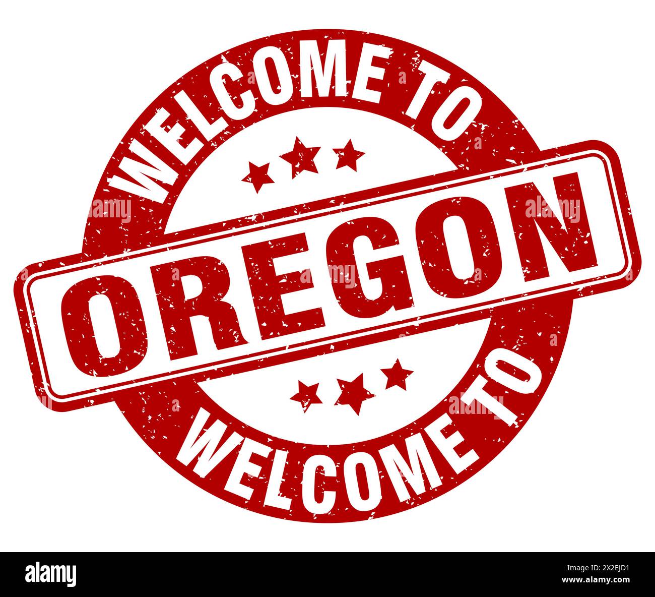 Willkommen bei Oregon STAMP. Rundes Oregon-Schild isoliert auf weißem Hintergrund Stock Vektor