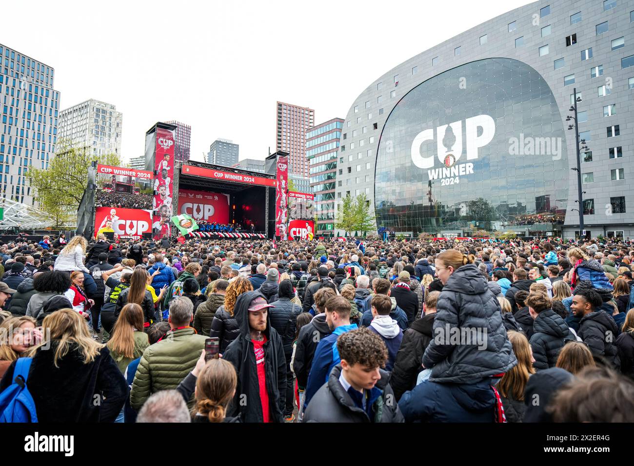 Rotterdam, Niederlande. April 2024. Rotterdam - Überblick während der offiziellen KNVB Cup Gewinner/KNVB Bekerwinnaars Feier am 22. April 2024 in Rotterdam, Niederlande. Credit: Box to Box Pictures/Alamy Live News Stockfoto