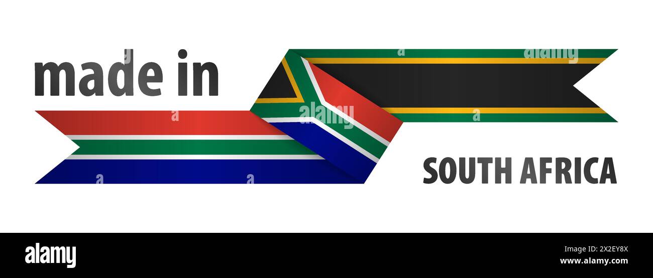Hergestellt in Südafrika Grafik und Label. Element der Wirkung für die Verwendung, die Sie daraus machen möchten. Stock Vektor