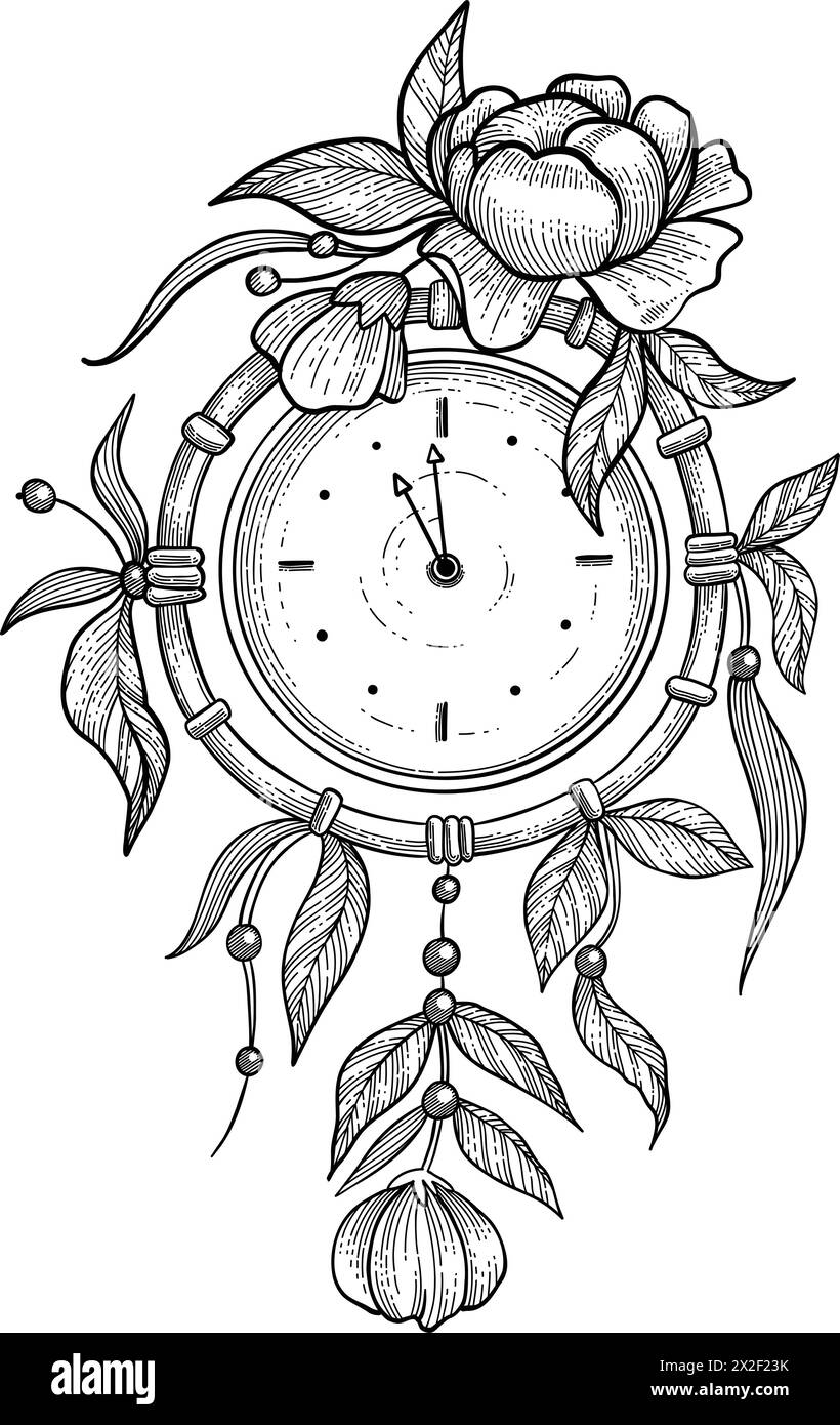 Vintage-Zifferblatt. Retro-Uhrendesign mit römischen Ziffern, kunstvoller Uhr und antikem Uhrendesign. Antike elegante Uhr. Isolierter Vektor Stock Vektor