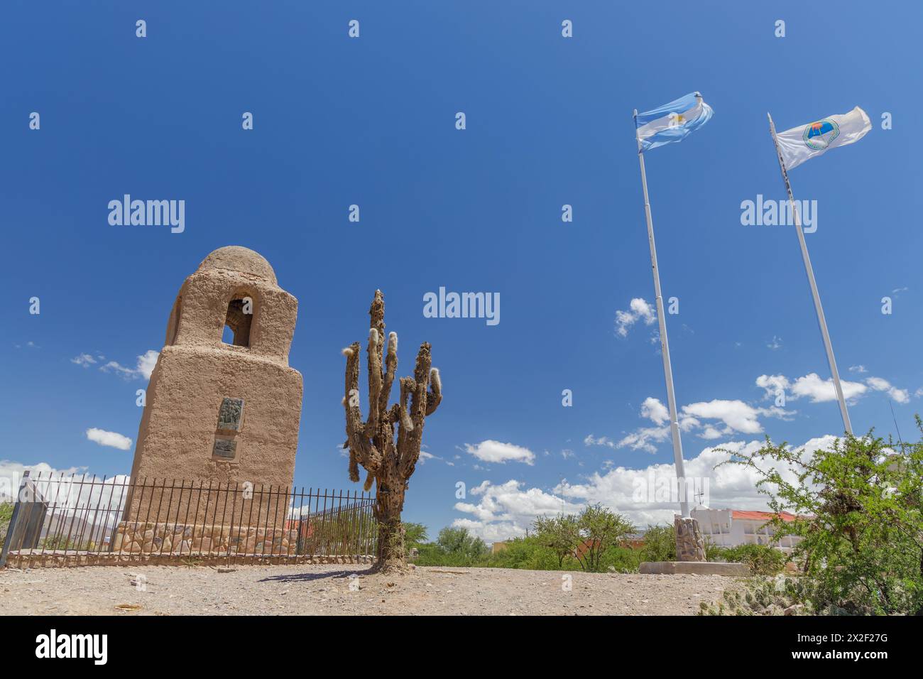 Santa Barbara Turm in Humahuaca, Provinz Jujuy in Argentinien. Stockfoto
