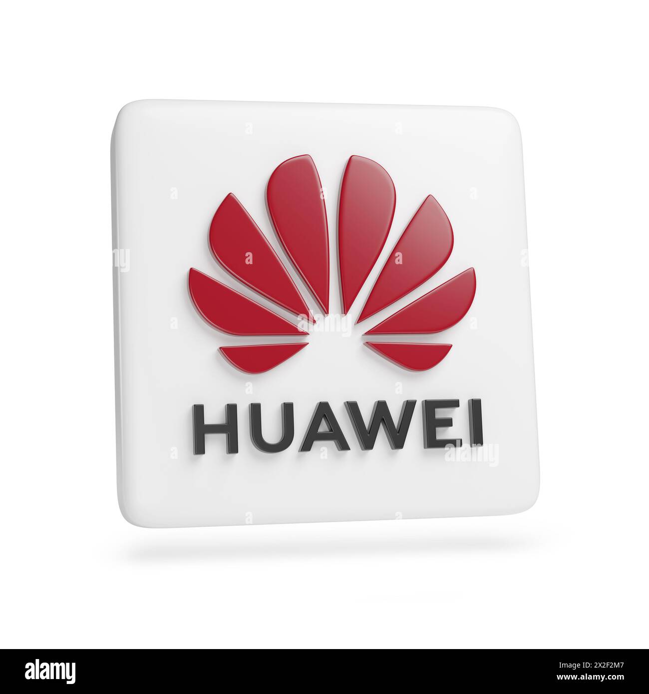 Buenos Aires, Argentinien; 5. April 2024: Huawei-Logo in drei Dimensionen isoliert auf weißem Hintergrund. 3D-Abbildung. Stockfoto