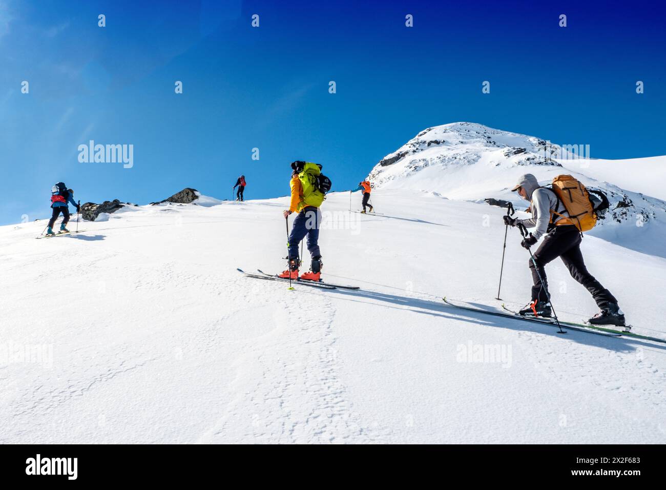 Randonee Skifahren (Skitouren / Skitouren / Alpintouren) im Jotunheim / Jötunheim Nationalpark, Norwegen Stockfoto