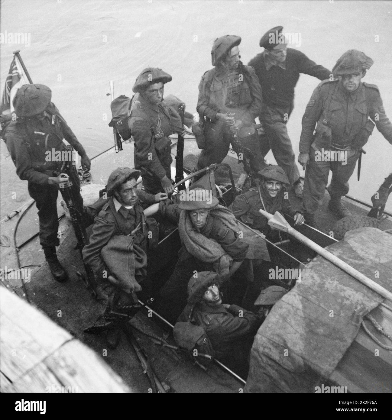 Die Truppen des No. 3 Commando kehren am 19. August 1942 nach Newhaven zurück, nachdem der Dieppe-RAID Teil der Operationen der britischen Armee während des Zweiten Weltkriegs war Stockfoto
